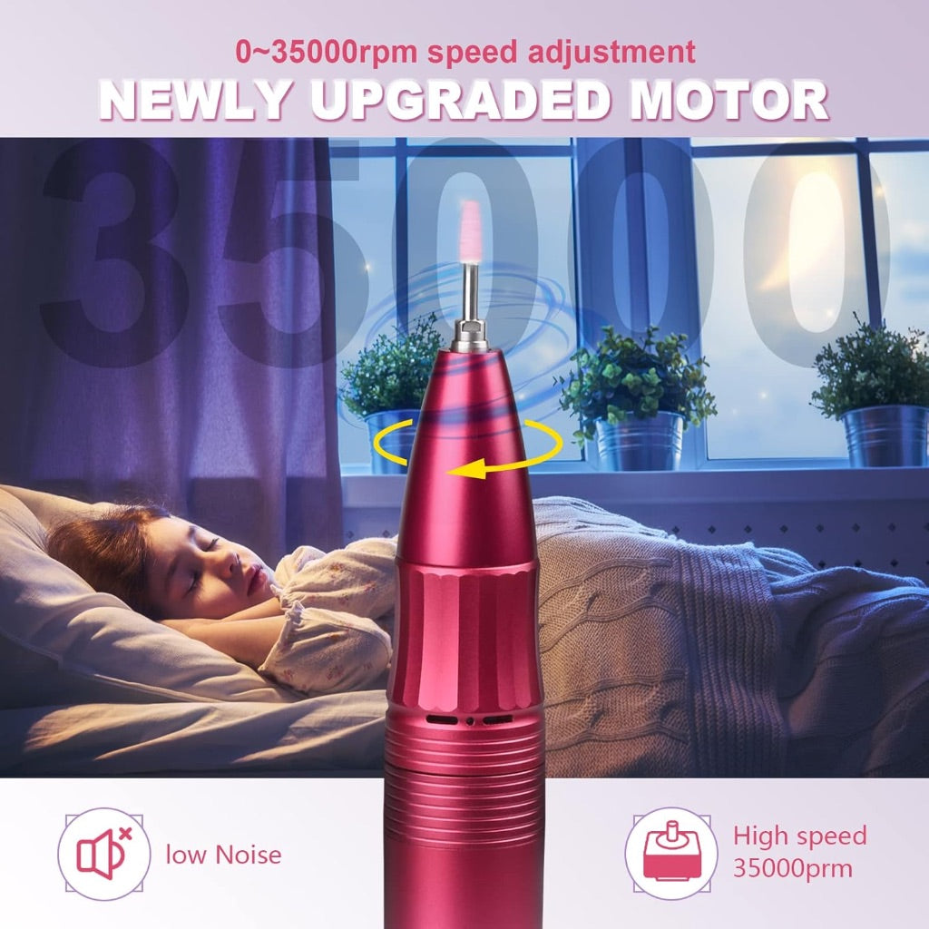 Nail Drill, Rechargeable 35000 RPM Electric Nail File, Cordless Nail Drill, Portable Nail Drills for Acrylic Nails Professional, Valentines Day Womens Gifts Nail Supplies for Salon Use or Home DIY