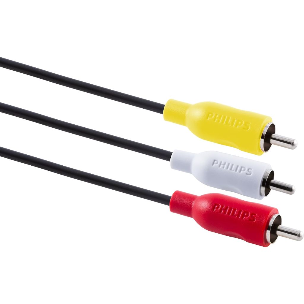 Philips Composite Audio/Video Cable 2 Pack, 6 Ft. Cable, Connect TV to A/V Components, RCA Connection, Black, SWA3513B/37
