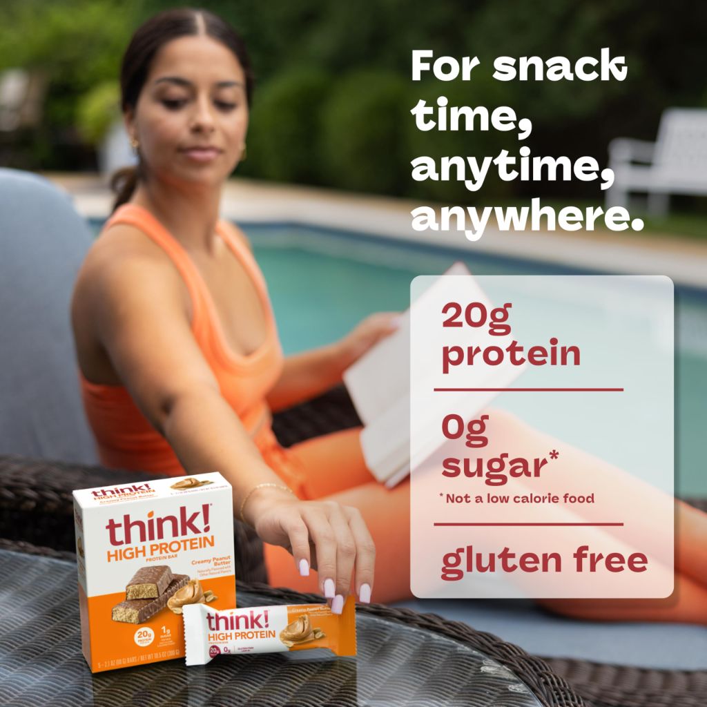 Think! Protein Bars, Creamy Peanut Butter - 12ct (2.1oz per Bar)