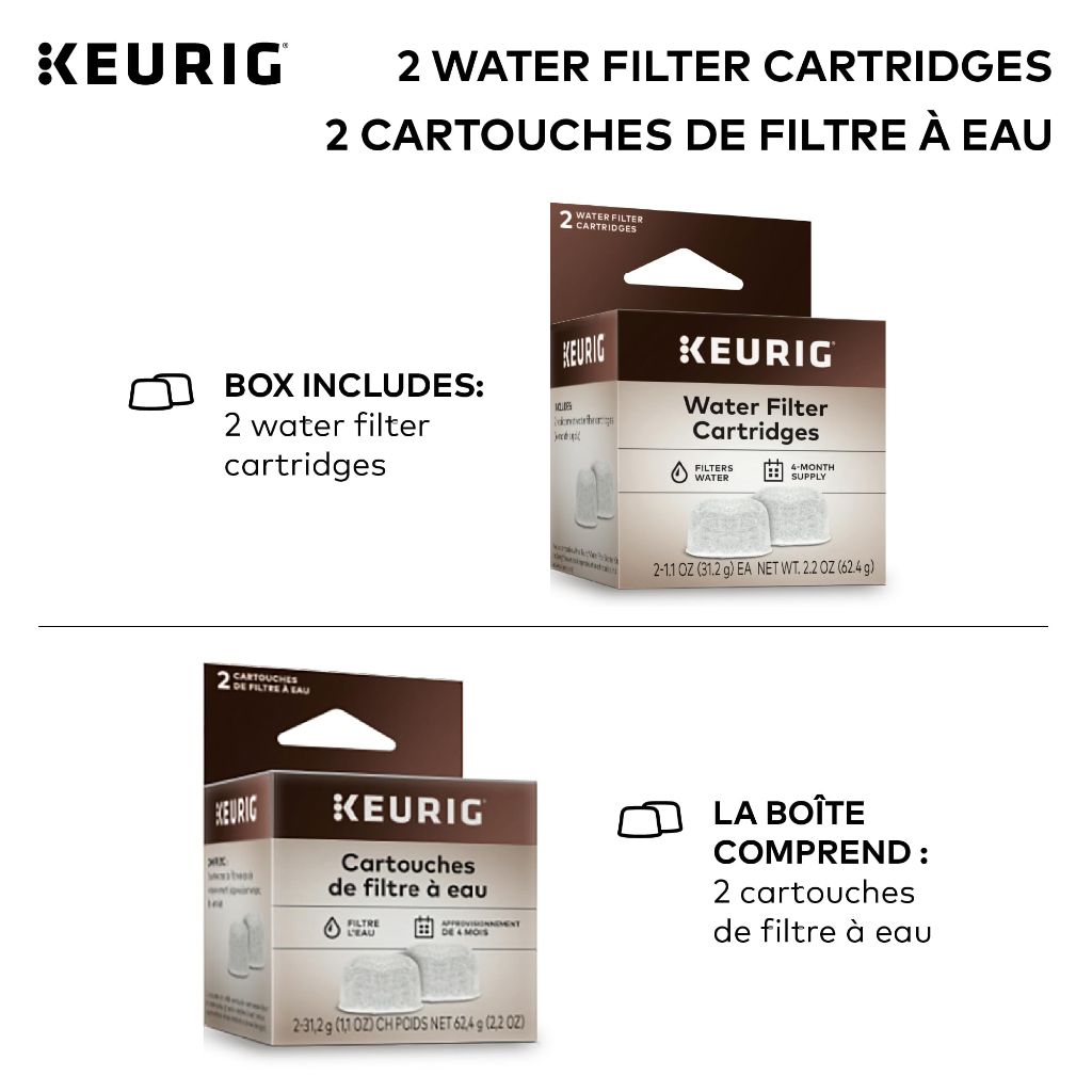 Keurig Water Filter Refill Cartridges, Compatible with 2.0 K-Cup Pod Coffee Makers - 2ct