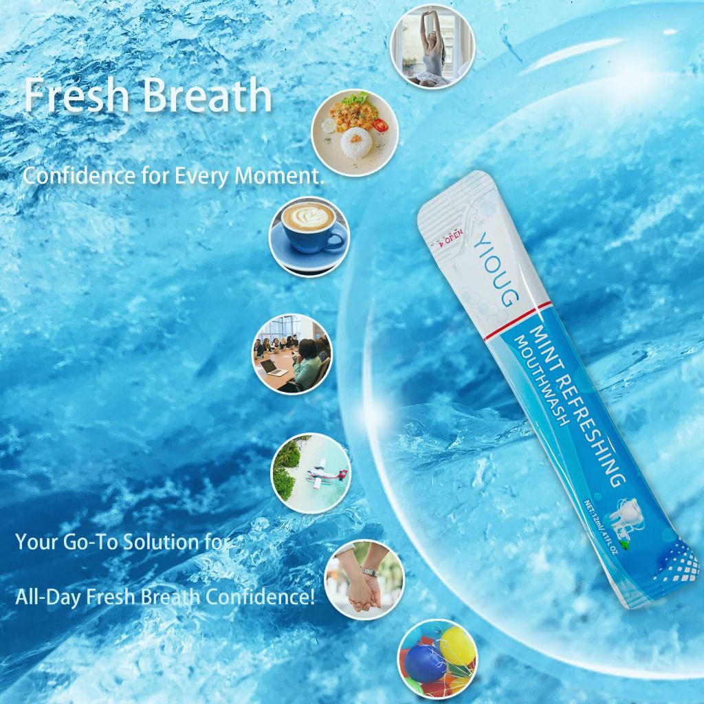 YIOUG Portable Travel Mouthwash Packets | 20 Ct | Mint Flavor