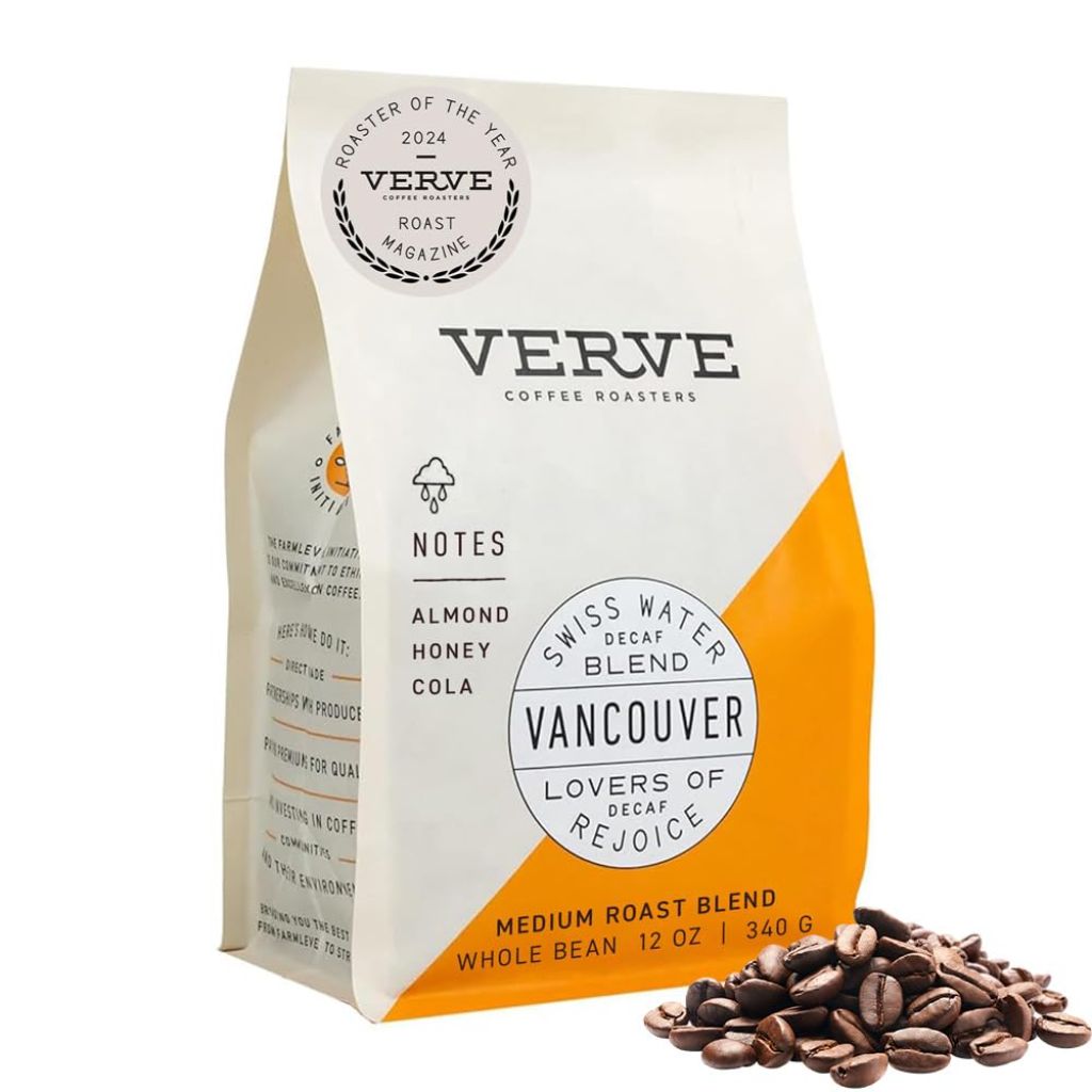 Verve Coffee Roasters | Vancouver Swiss Water Decaf Whole Bean | Almond, Honey & Cola | 12 Ounces