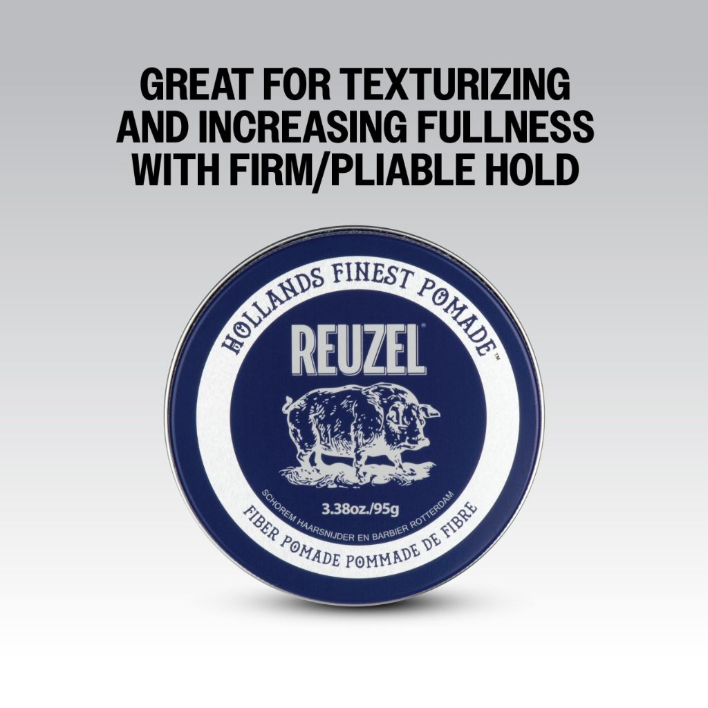REUZEL Fiber Pomade, Firm and Pliable All-Day Hold, Water Soluble Styling - 3.38oz