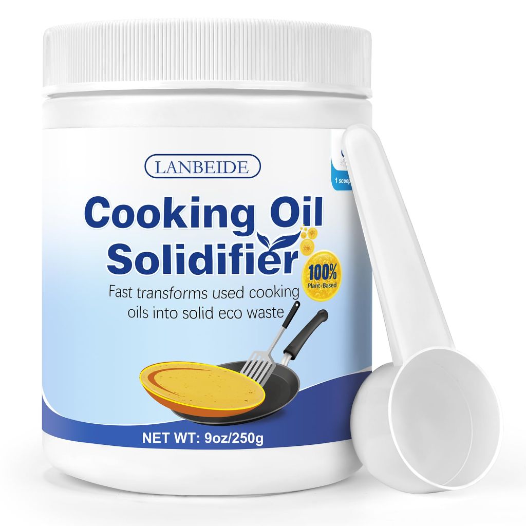 LANBEIDE Fry Oil Solidifier Powder - Solidifies Up to 72 Cups, 25 Oz