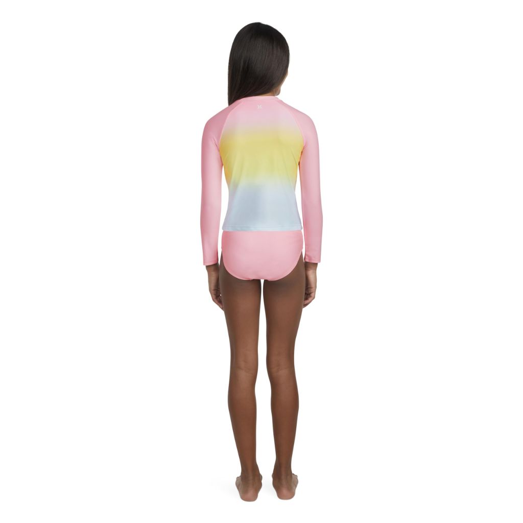 SZ 7, Hurley-Girl's Long Sleeve Rash Guard 2-Piece Swimsuit