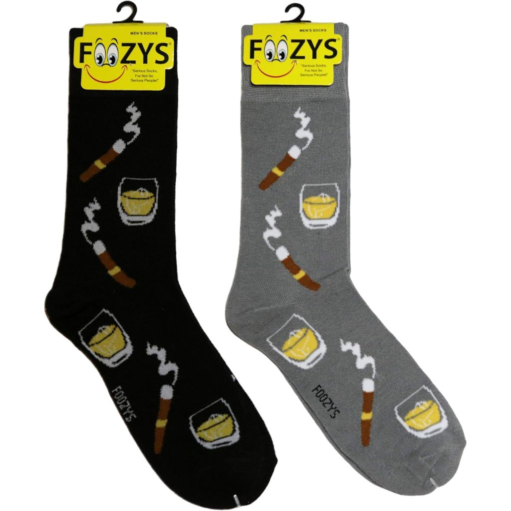 Foozys Men’s Scotch & Cigars Late Night Party - Up to No Good Socks | 2 Pair