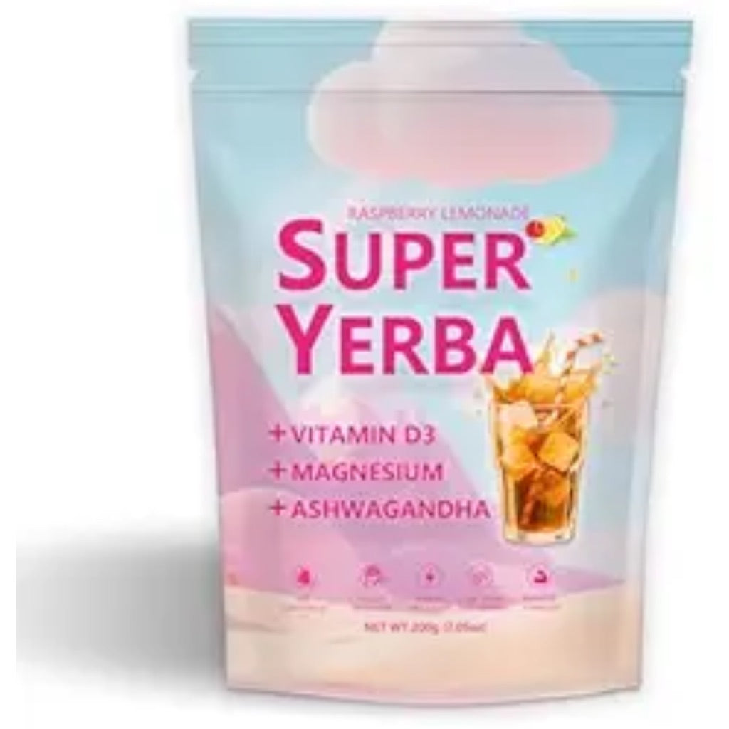 Super Yerba, 3-in-1 Formula with Low Sugar,Yerba Mate Instant Tea Powder,Clean Energy Drink,Raspberry Lemonade Flavor exp: 07/27