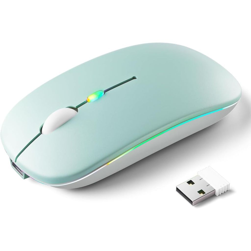 BEOIYOD LED Wireless Mouse, Slim Silent 2.4G Portable - USB ReceiverLaptop, Computer, MacBook (Green)