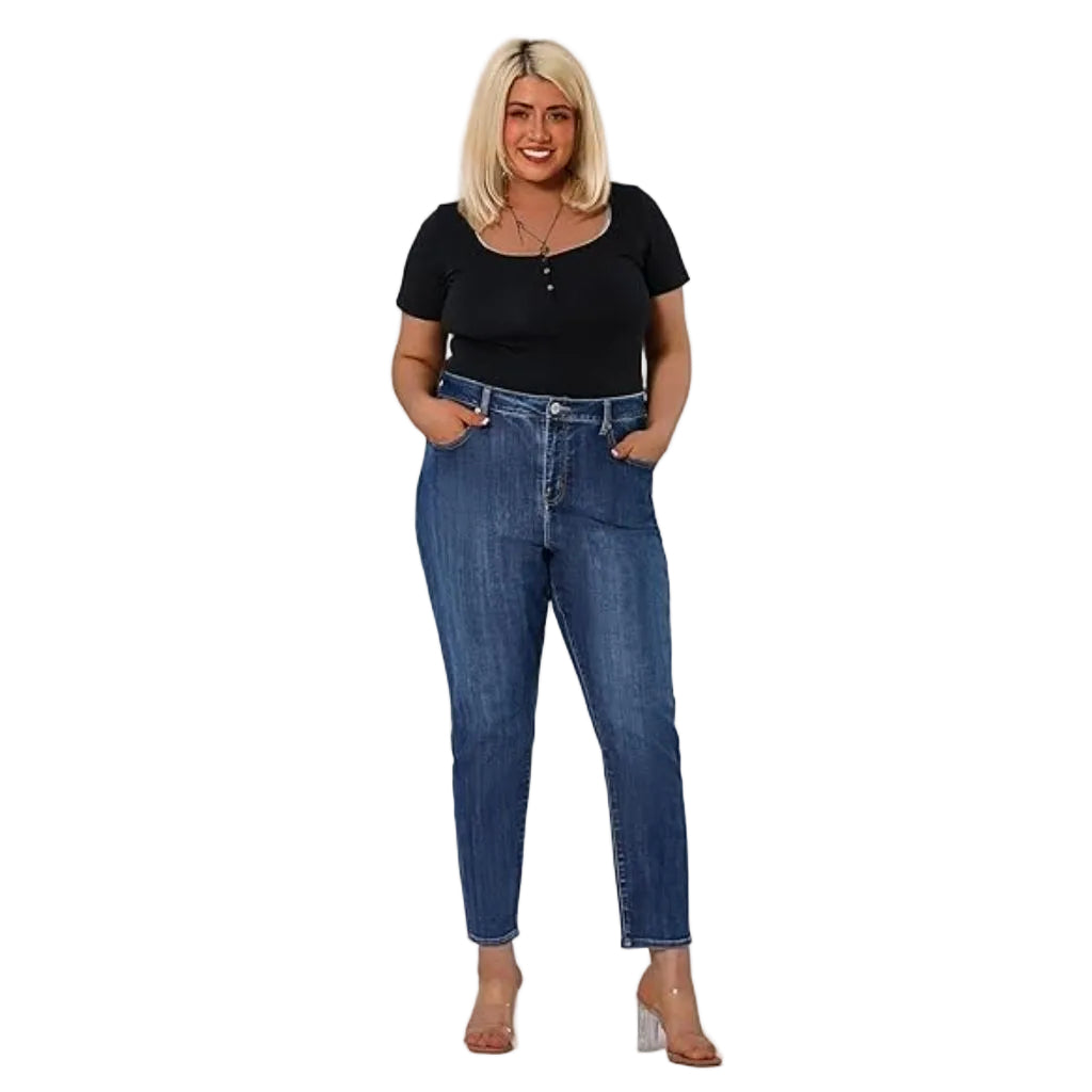 Women's Plus Size High Waisted Tummy Control Skinny Jeans - Blue, Size 14