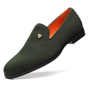 FOEVTRUE Mens Dress Loafers Stylish Flying Woven Party Wedding Shoes Olive US 10