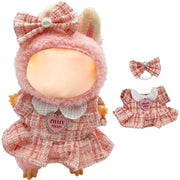 Plush Doll Clothing & Accessories Set for 17cm Dolls - Designer Style with Bow-Pink