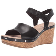 Clarks Collection Women's Annadel Clover Wedge Sandal, Black,  (Size11 W)