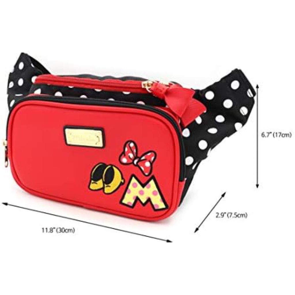 Minnie Ribbon Travel Bow Fanny Pack Crossbody Faux Leather Purse