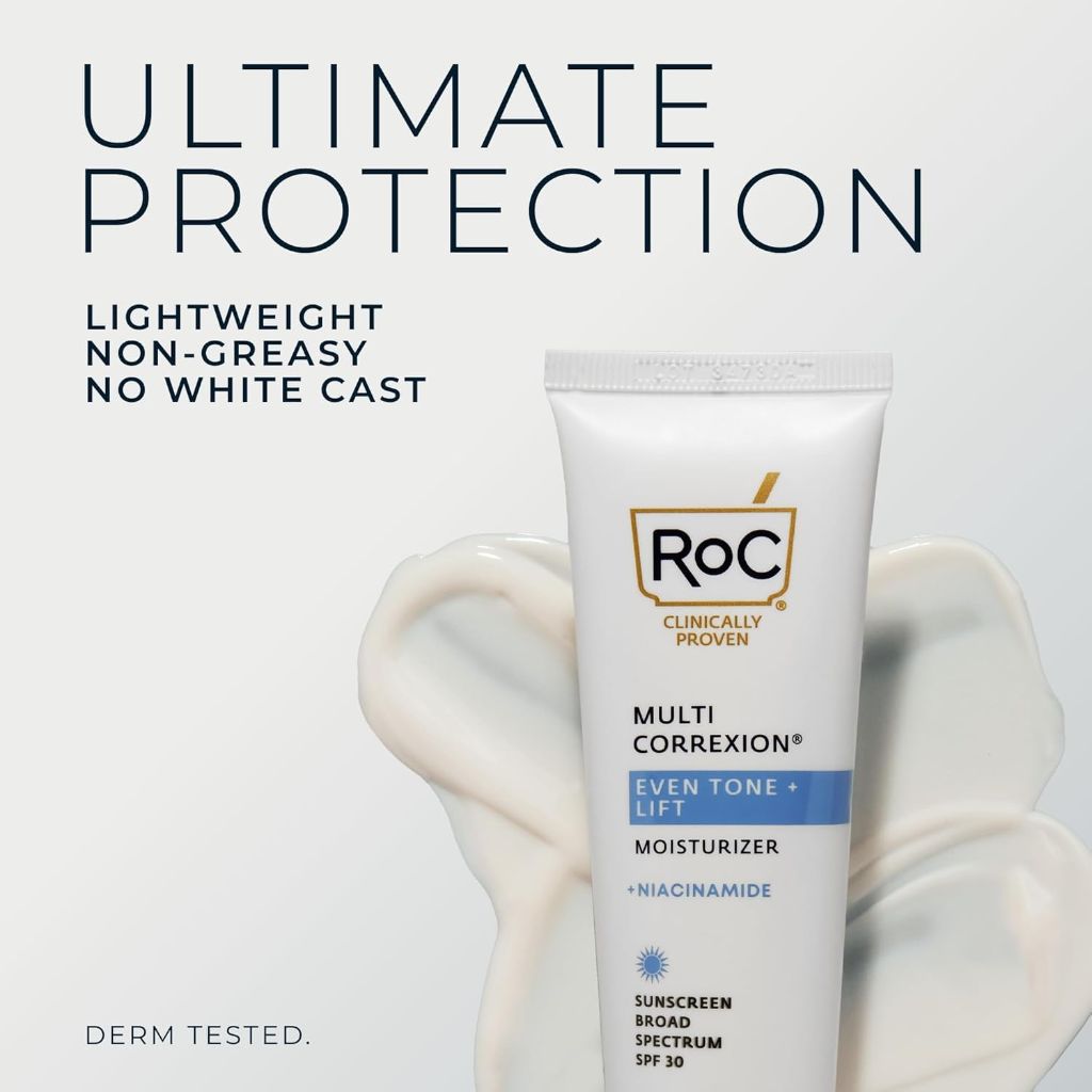 RoC Multi Correxion 5 in 1 Anti-Aging Daily Facial Moisturizer for Adults (1.7 oz) with Night Cream Packette (Packaging May Vary)