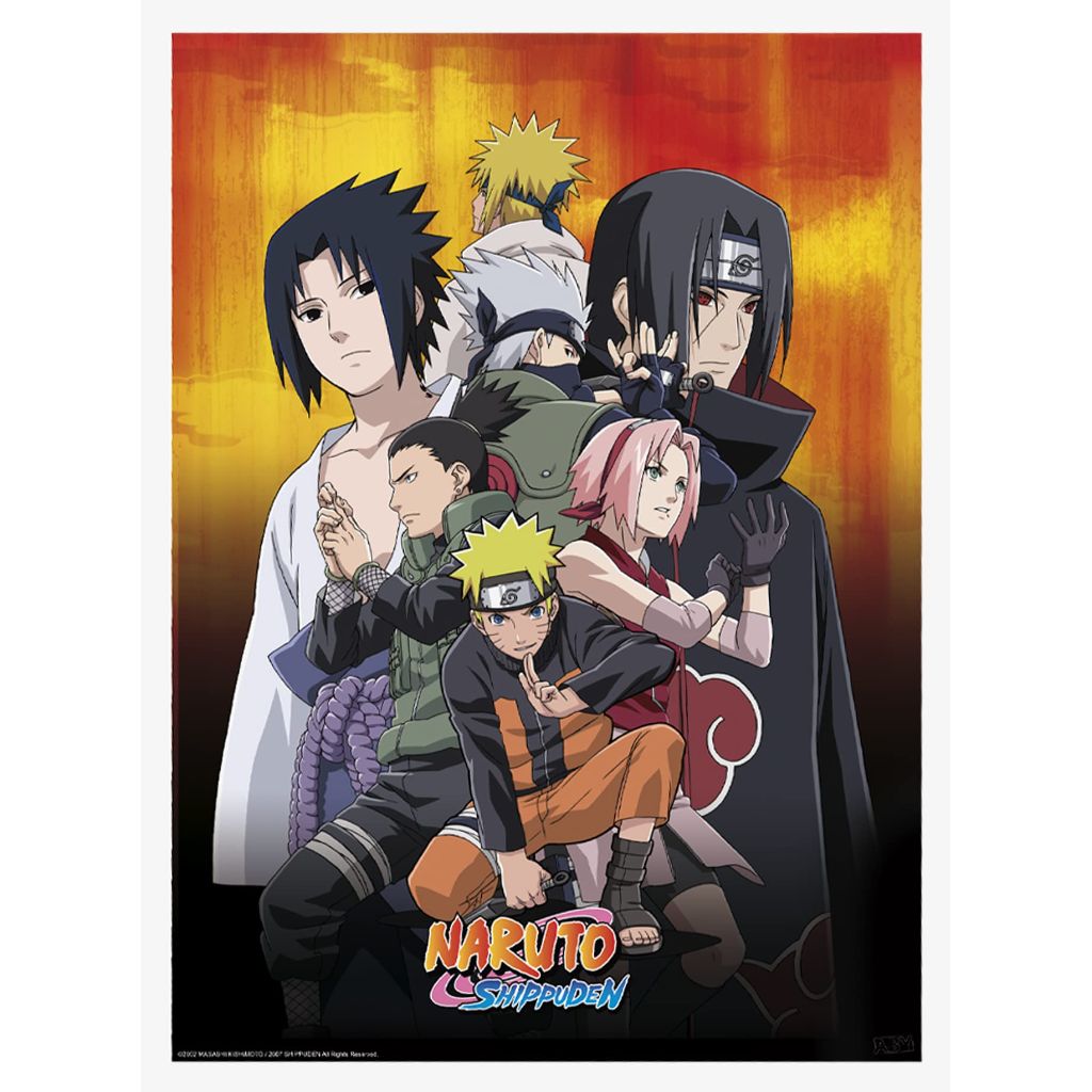 ABYSTYLE Naruto Shippuden Shinobi Boxed Poster Set Includes 2 Unframed Mini Posters 15 "x 20.5" Featuring Naruto, Sasuke, Sakura, Kakashi & Itachi Anime Manga Wall Art for Bedroom Office Room Decor