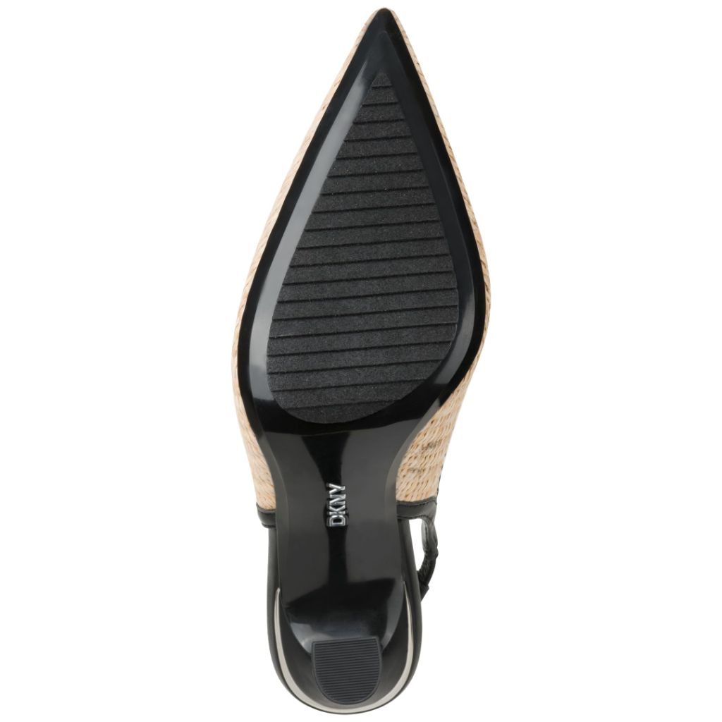 DKNY Women's Cinette Pointed Toe Slingback Pump, Natural/Black, 9