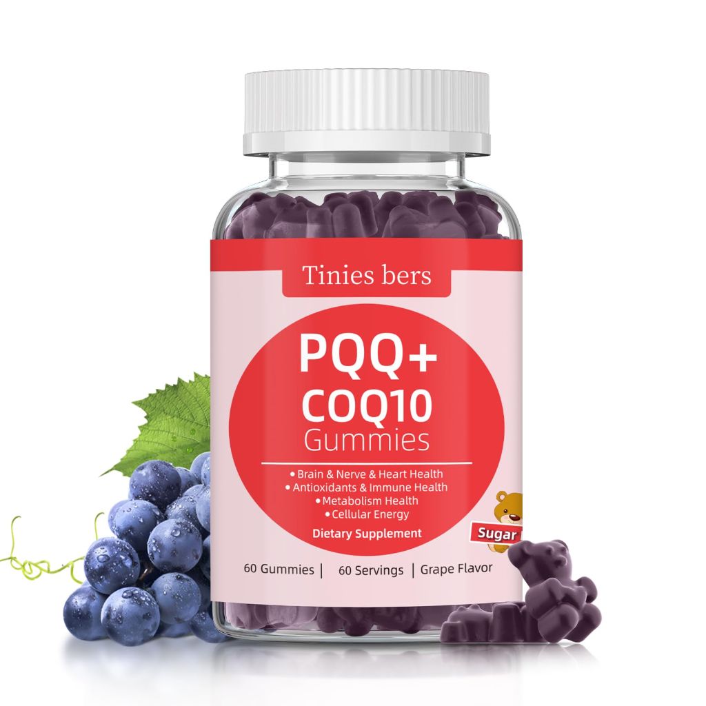 PQQ Gummies Supplement 40mg, CoQ10 Gummies 100mg for Adults, Grape, 60
