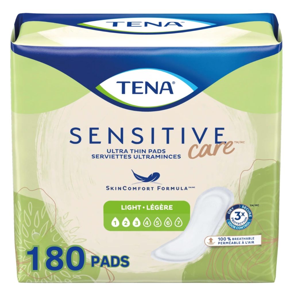Tena Sensitive Care Female Incontinent Pad Regular Length 9" L , 180 Ct