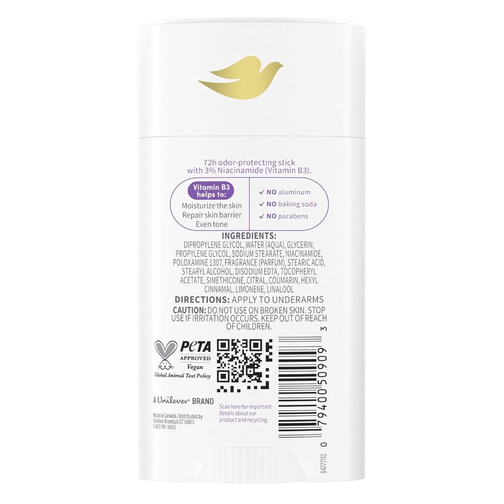 Dove Women's VitaminCare+ Aluminum Free Deodorant Stick - Lavender & Chamomile, 2.6 oz