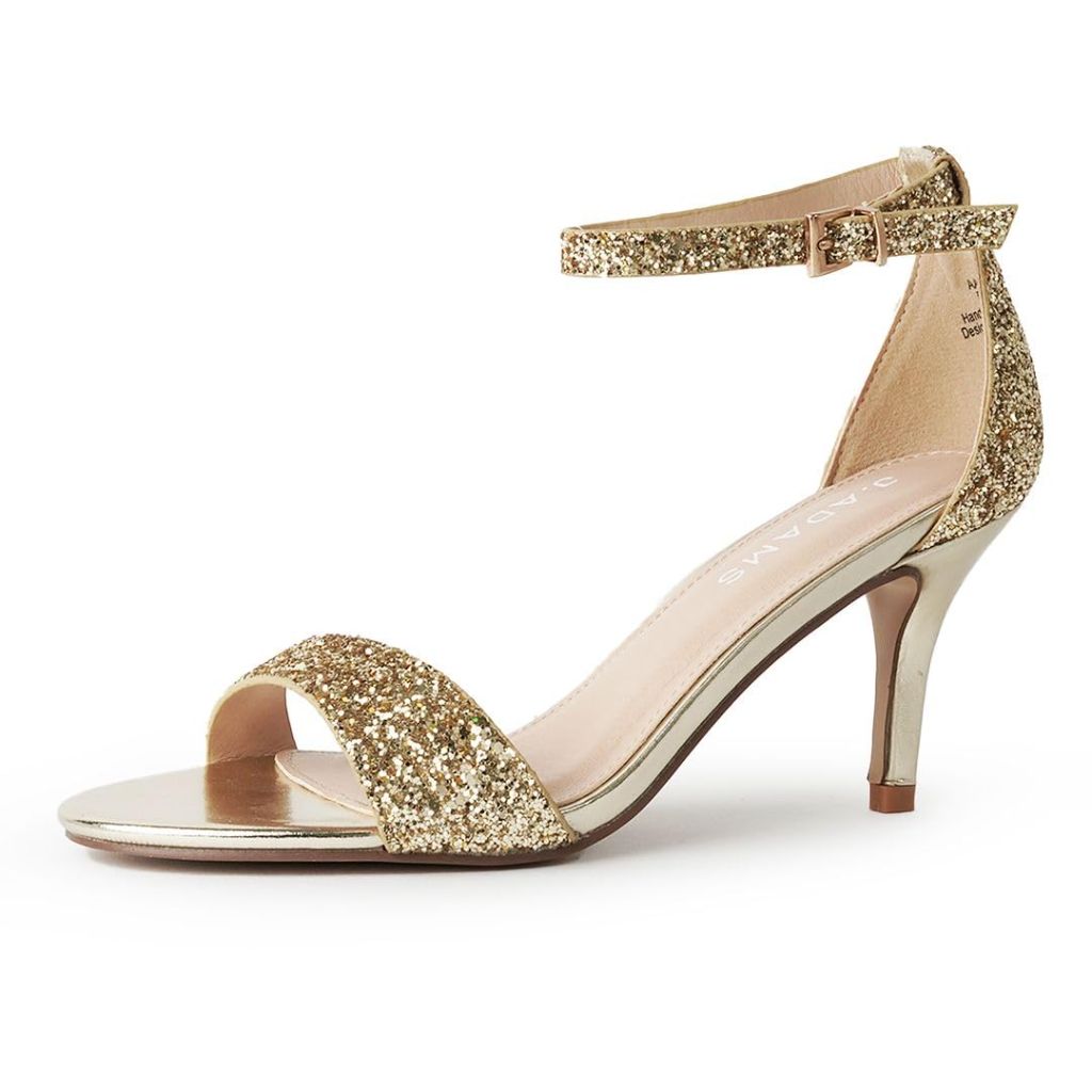 J. Adams Women's Dove Ankle Strap Stiletto Heels - Gold Glitter, Size 11