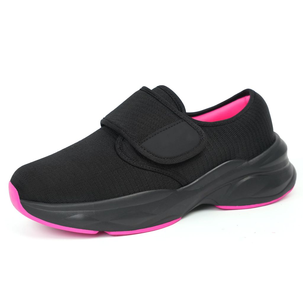 SZ 8, ORTOREX Women Orthopedic Diabetic Walking Sneakers Swollen Feet Shoes (Black/Berry)