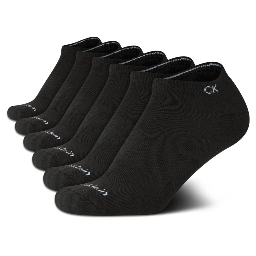 Calvin Klein Boys No Show Socks - 6 Packs, Size Medium, Black