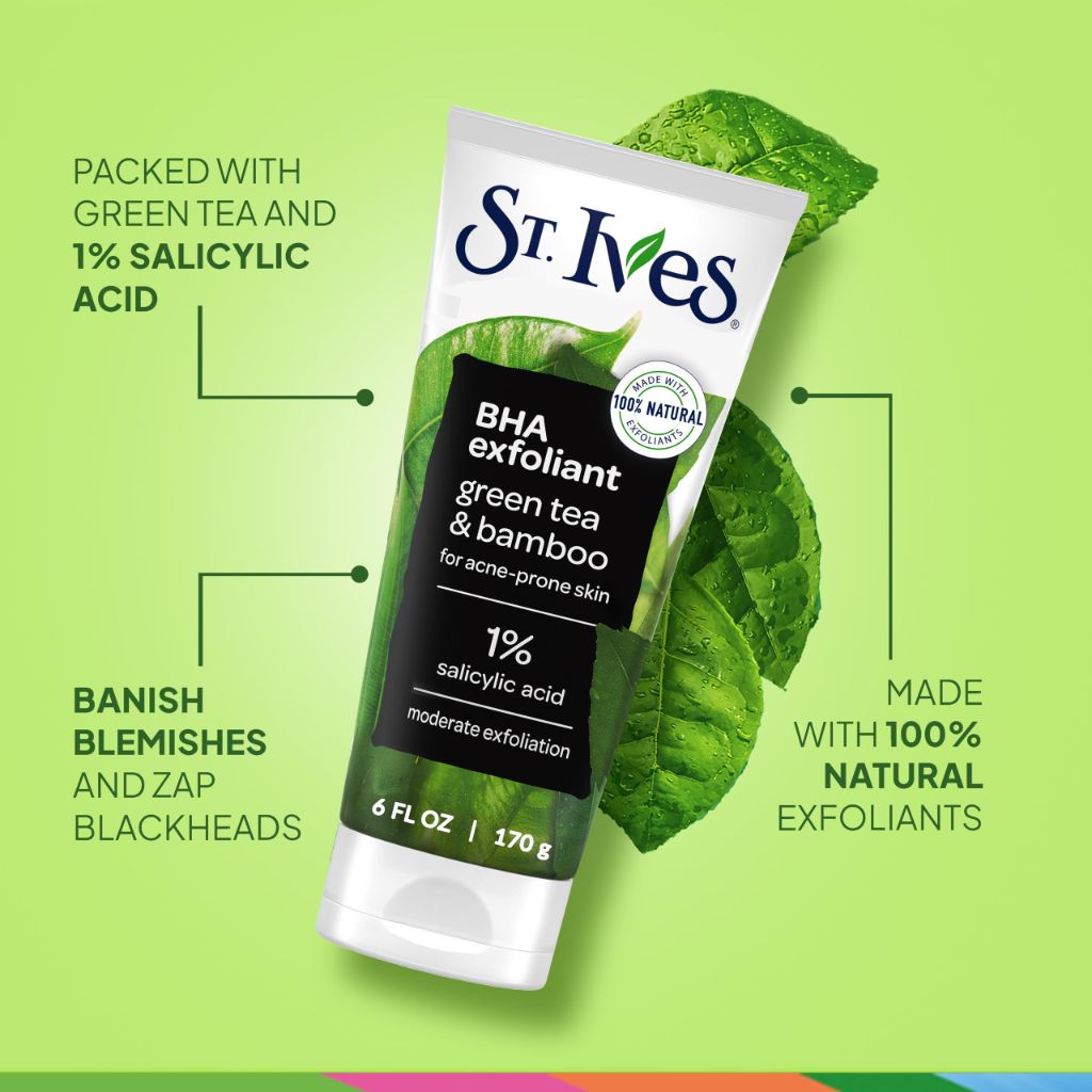 St. Ives Blackhead Clearing Face Scrub, Green Tea & Bamboo  6 oz