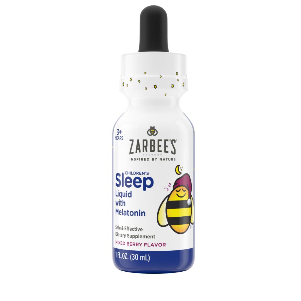 Zarbee's Kids Melatonin Sleep Supplement Liquid, 1mg Melatonin,  Berry Flavor | 1 Fl Oz Bottle