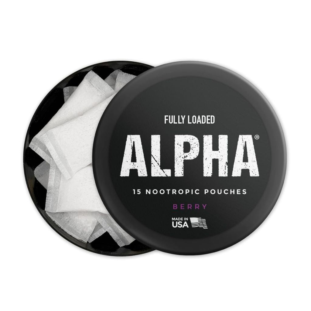 Fully Loaded Alpha Nootropic Pouches (Berry) - 5 Cans - 15 Pouches per can