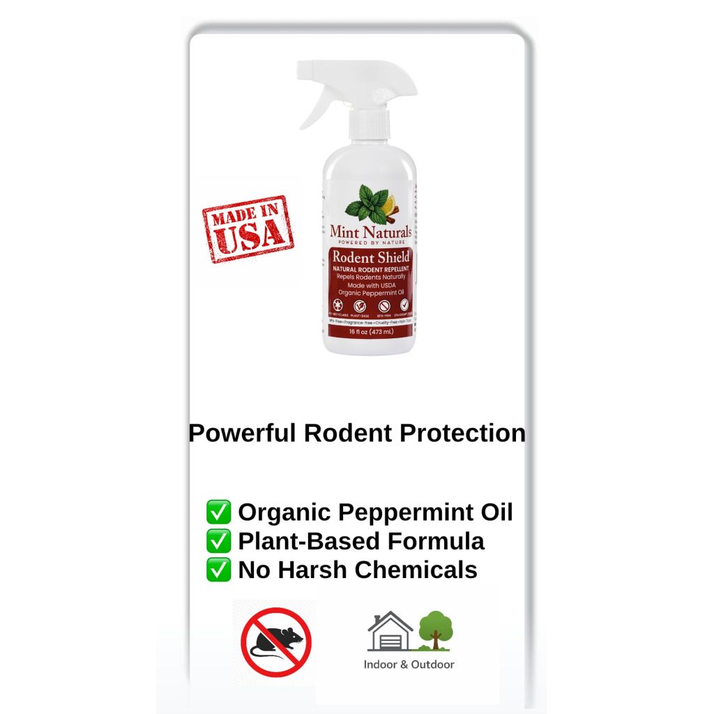 Mint Naturals - Natural Rodent Repellent Spray – USDA Organic Peppermint Oil Formula, 16 oz