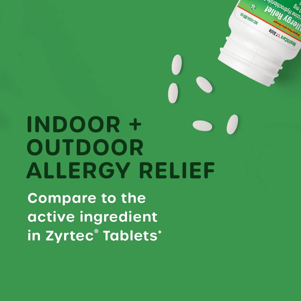 HealthCareAisle Allergy Relief - Cetirizine Hydrochloride Tablets USP, 10 mg - 300 Tablets