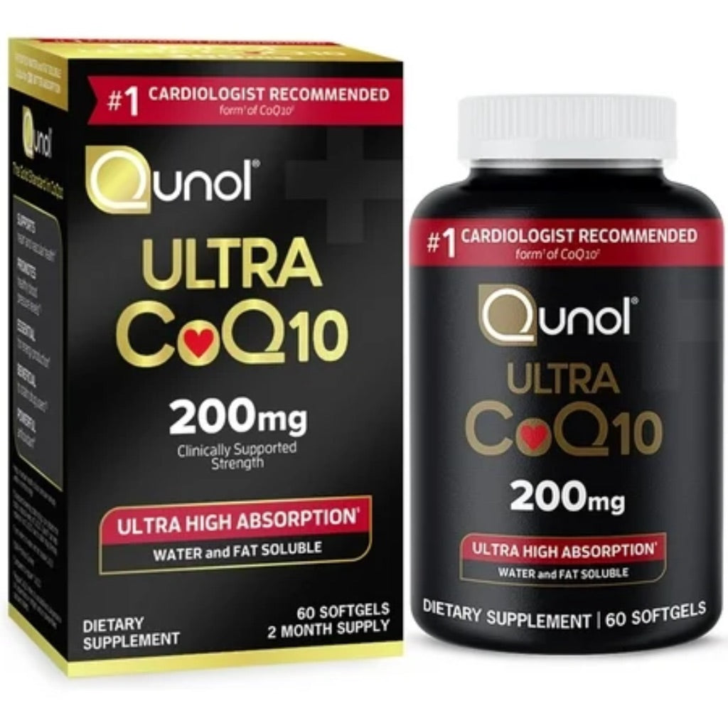 Qunol Ultra CoQ10 200mg Softgels  - Ultra High Absorption Coenzyme Q10 Supplements - Antioxidant Supplement for Vascular and Heart Health & Energy Production - 2 Month Supply - 60 Count