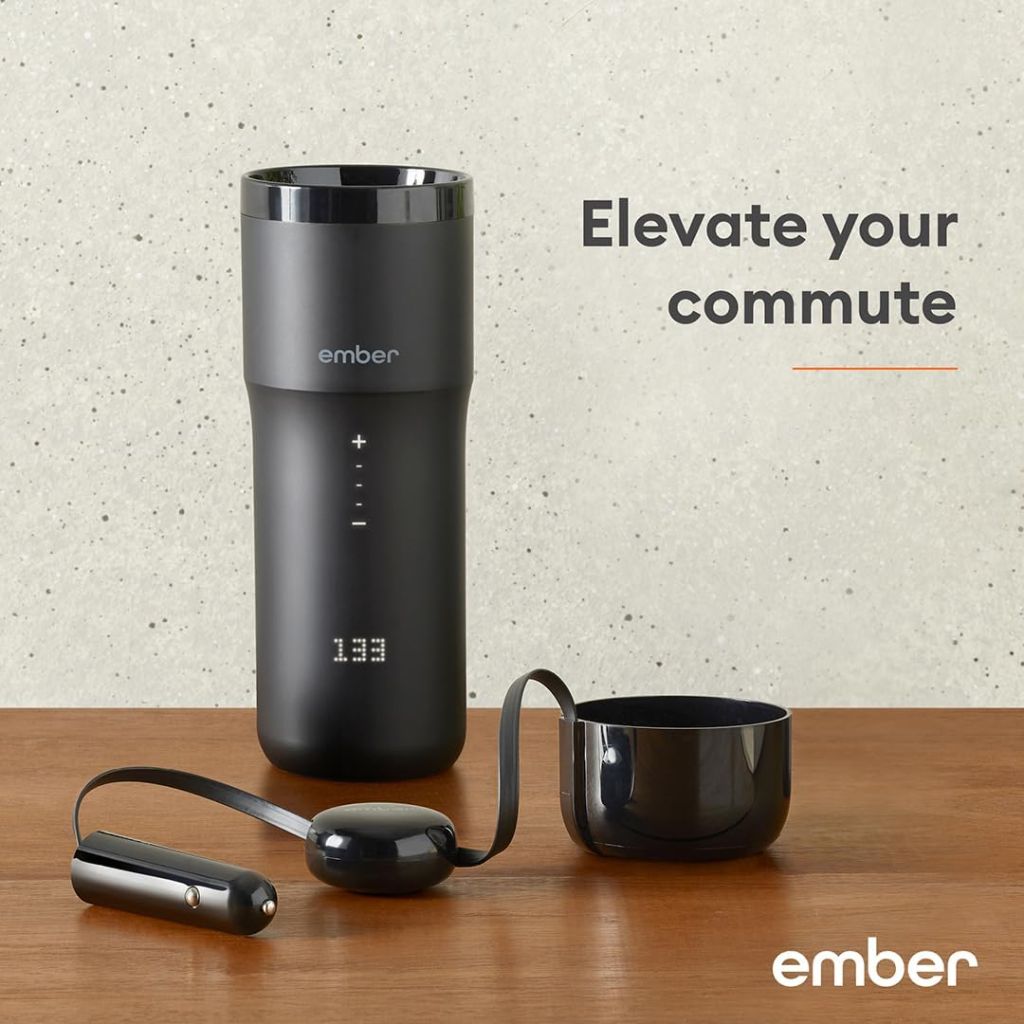 Ember Travel Mug 2+, 12 oz, Temperature Control Smart Mug, Stainless Steel, Slate Black