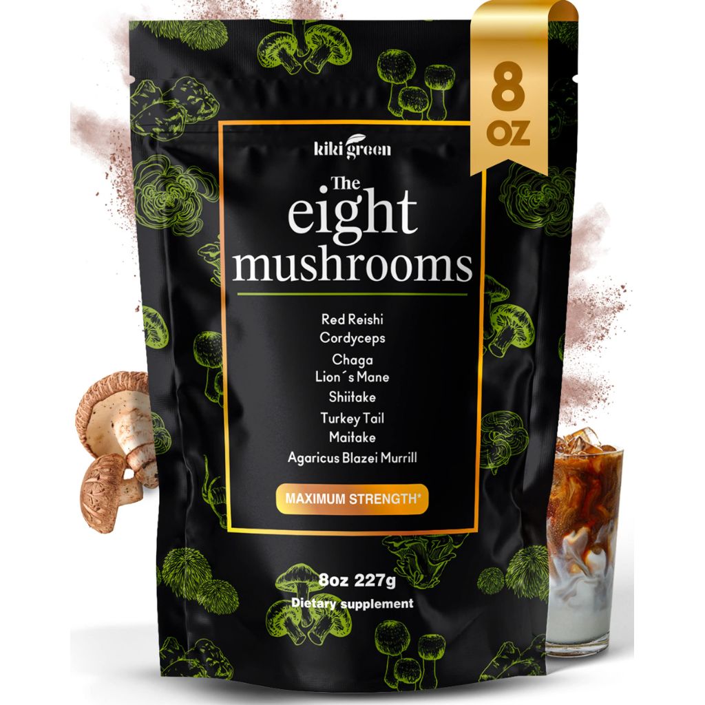KIKI Green 8 Mushrooms Powder Extract - Supplement Blend 8 oz