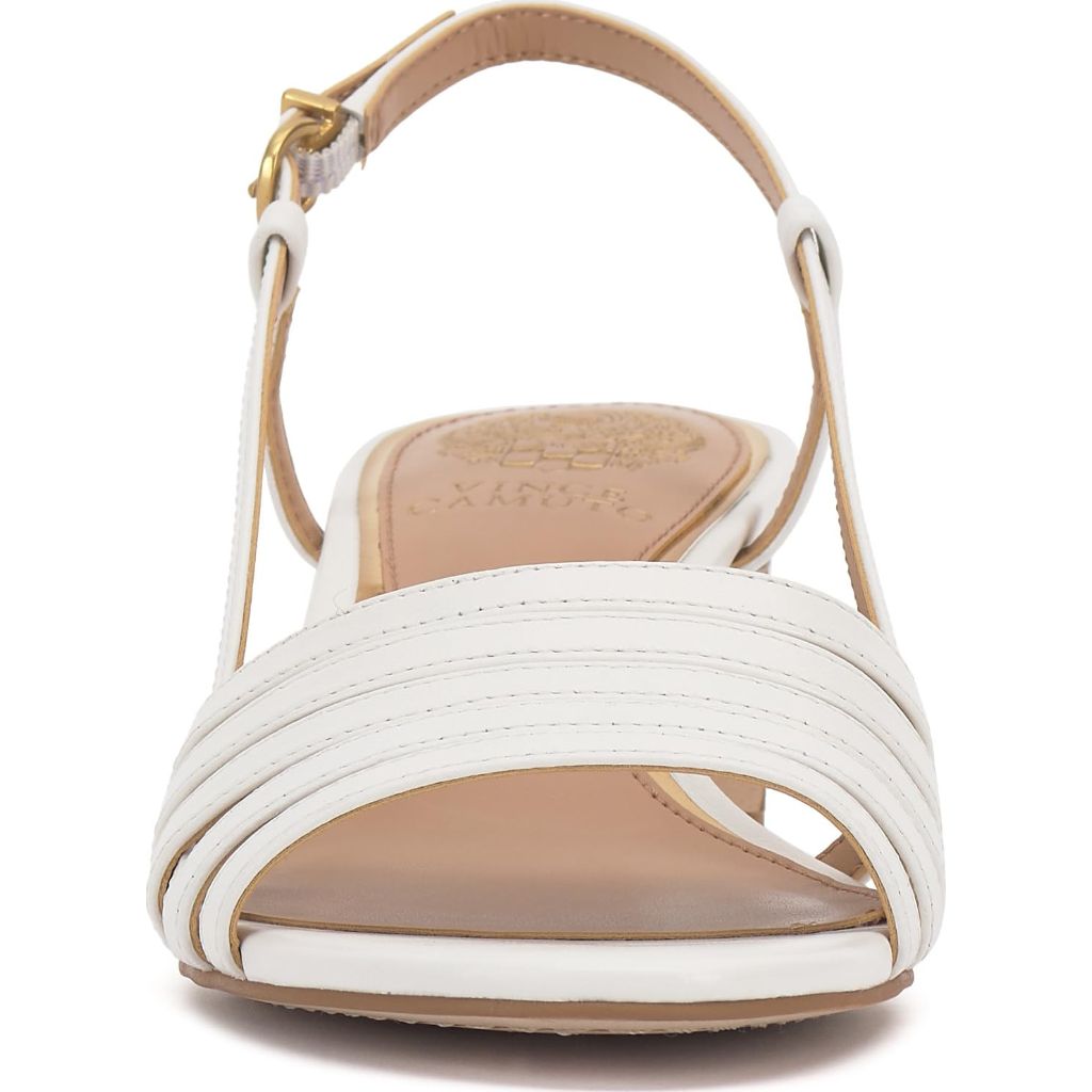Vince Camuto Women's Layton Strappy Kitten Heel Sandal, Bianco - size 7.5
