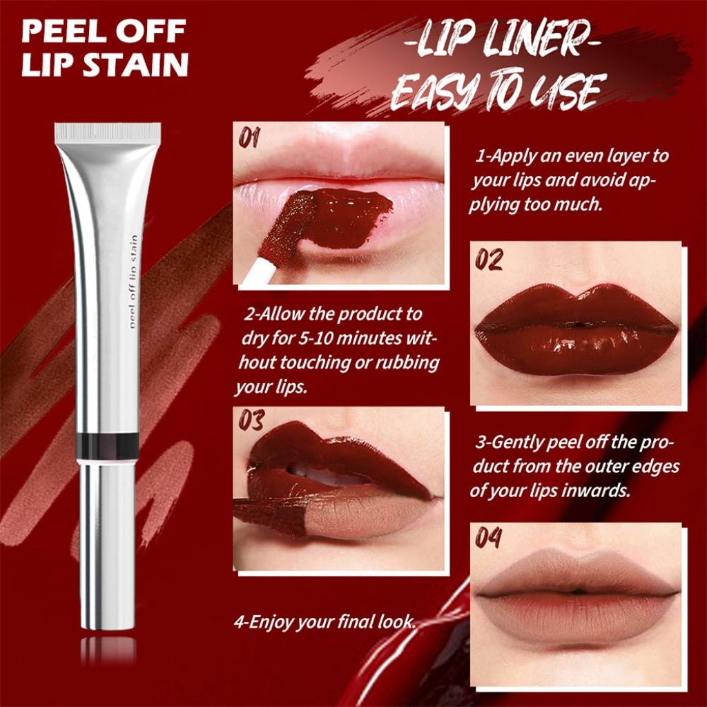 Evpct Brown Lip Stains Peel off, Peel off Lip Liner Tattoo Lip Stain Tint Gloss Marker Makeup 145#