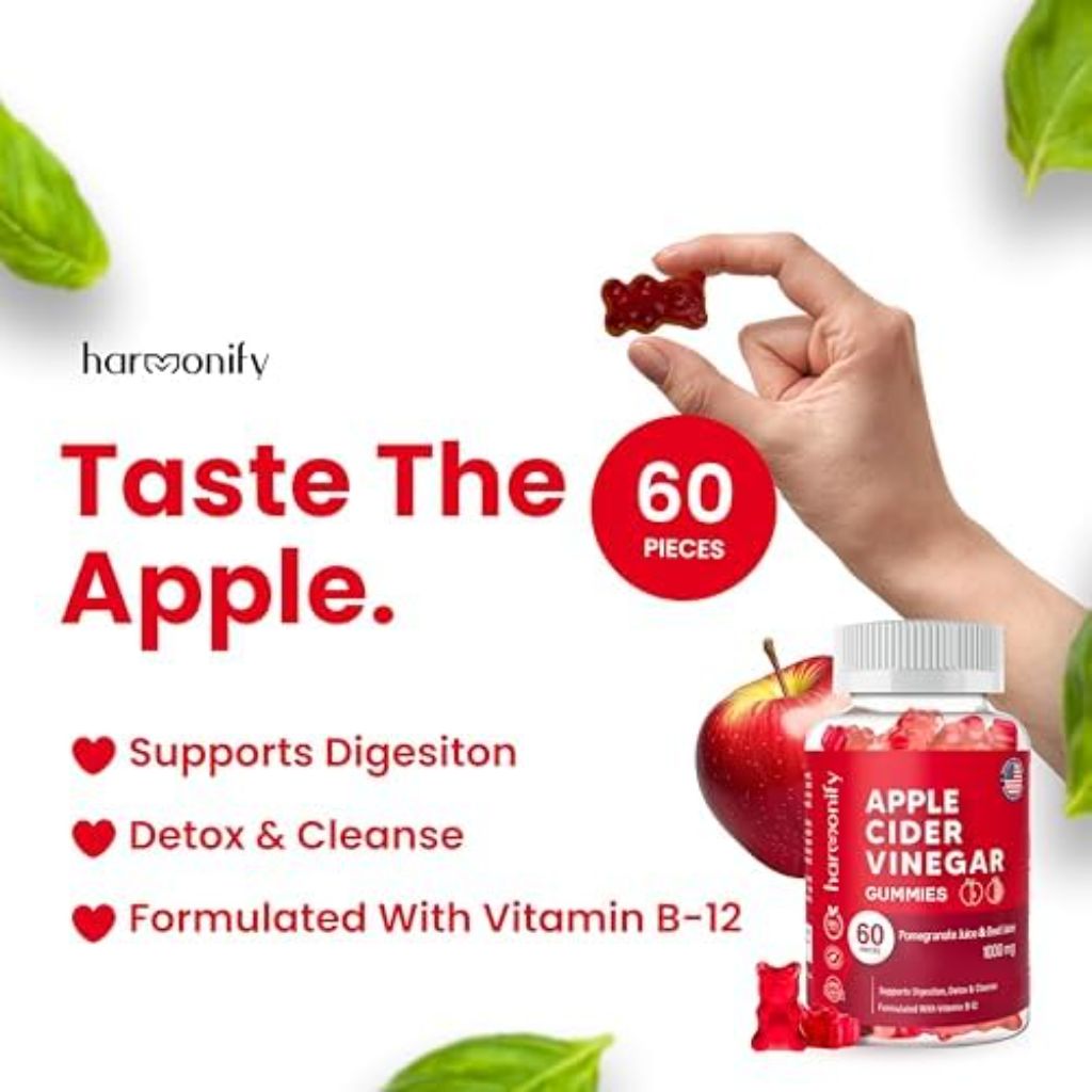 Apple Cider Vinegar Gummies with Pomegranate Beet Juice and Vitamin B12 - 60ct