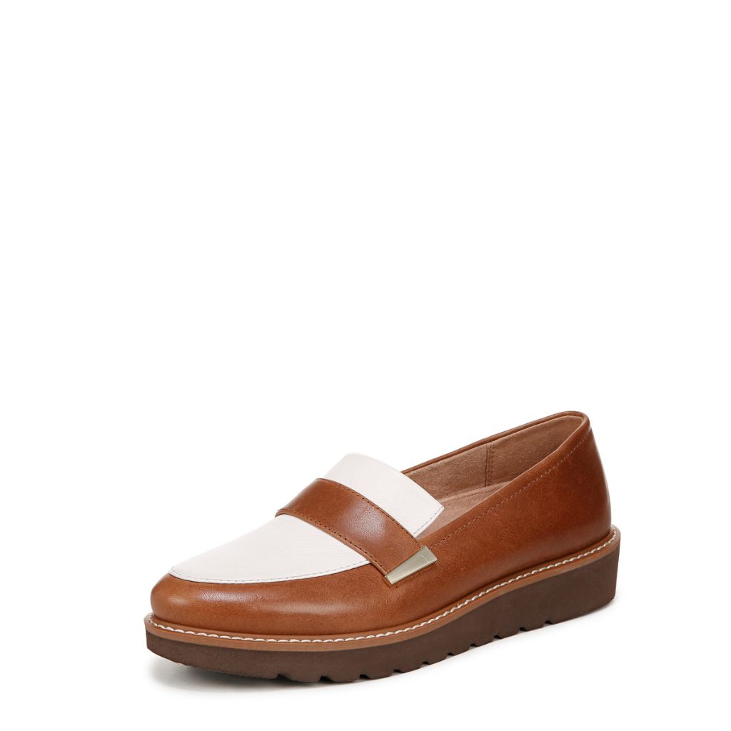 Naturalizer Womens Adiline Slip On Lightweight Platform Loafer Warm White/English Tea Color Block 9.5 W