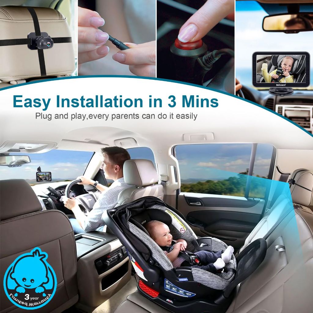 DoHonest Baby Car Camera 7-Inch: (V9) USB Plug and Play Easy Setup