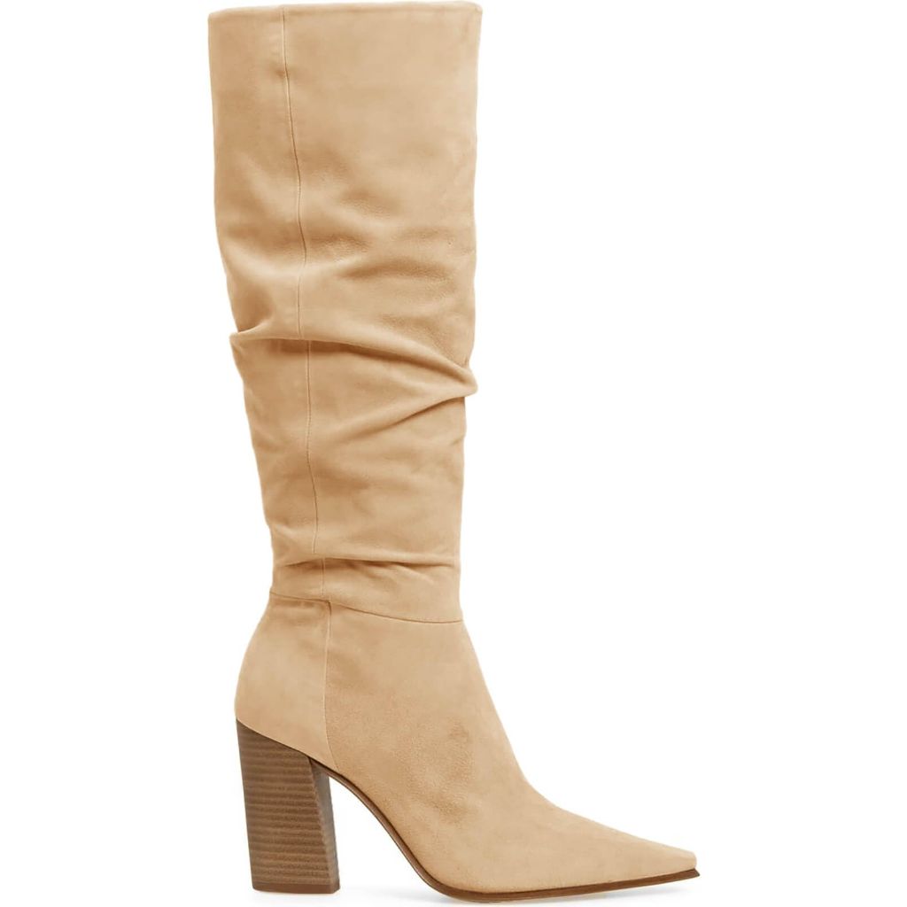 PiePieBuy Women's Faux Suede Knee High Boots, Light Khaki, Size 11