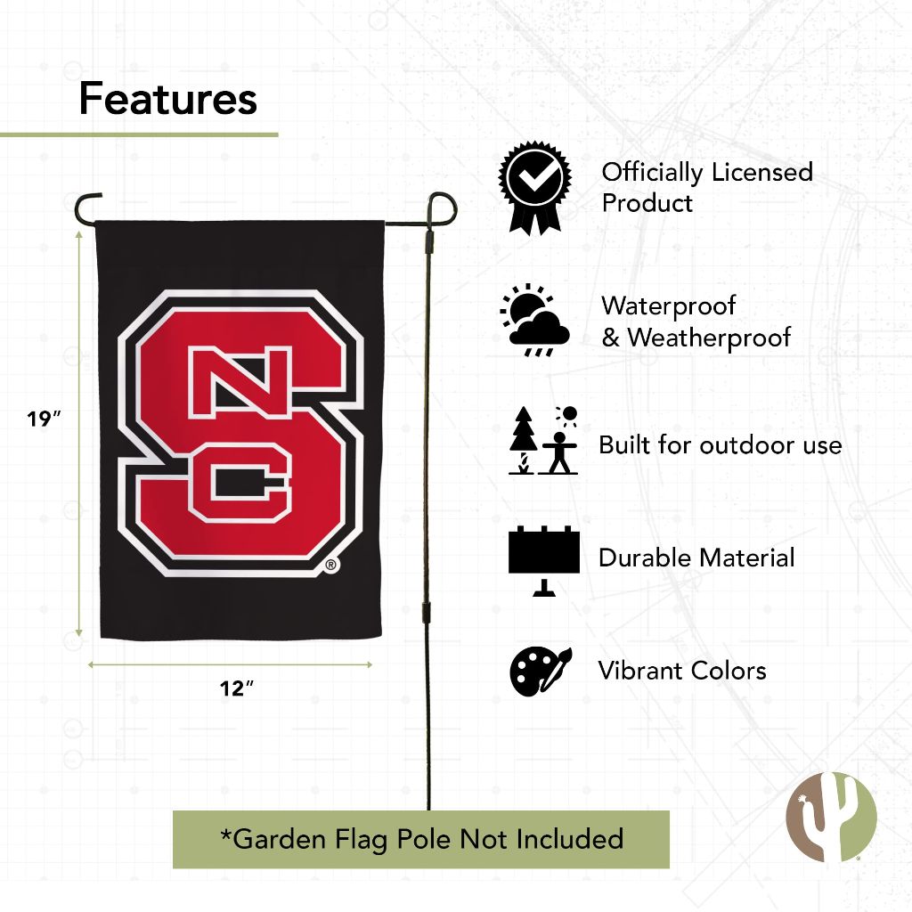 Desert Cactus North Carolina State University NCSU Garden Flag – 19 x 12 inch