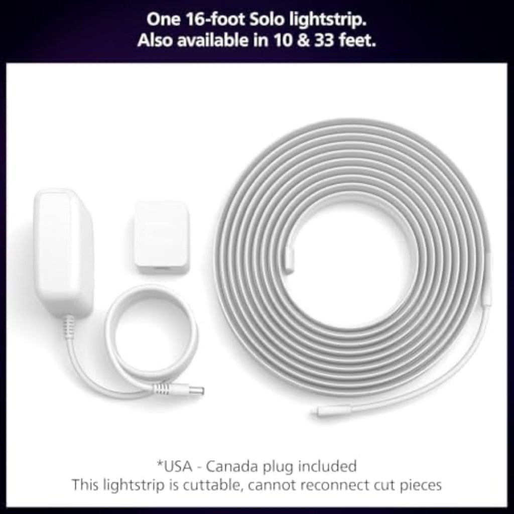 Philips Hue Indoor 16 Ft Smart LED Solo lightstrip Base Kit - 1 Pack - Control with Hue App - Compatible with Alexa, Google Assistant and Apple HomeKit