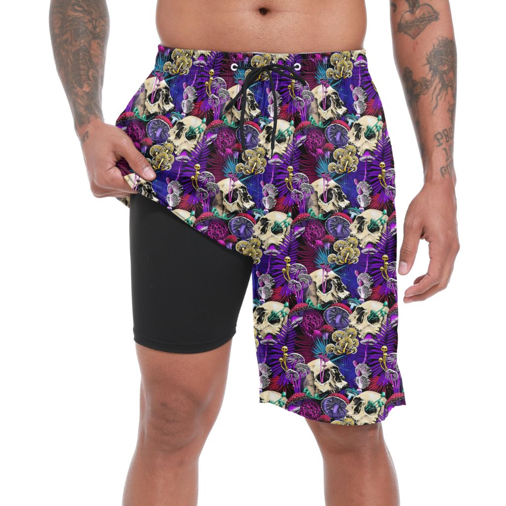 Mens Swim Trunks with Compression Liner, S