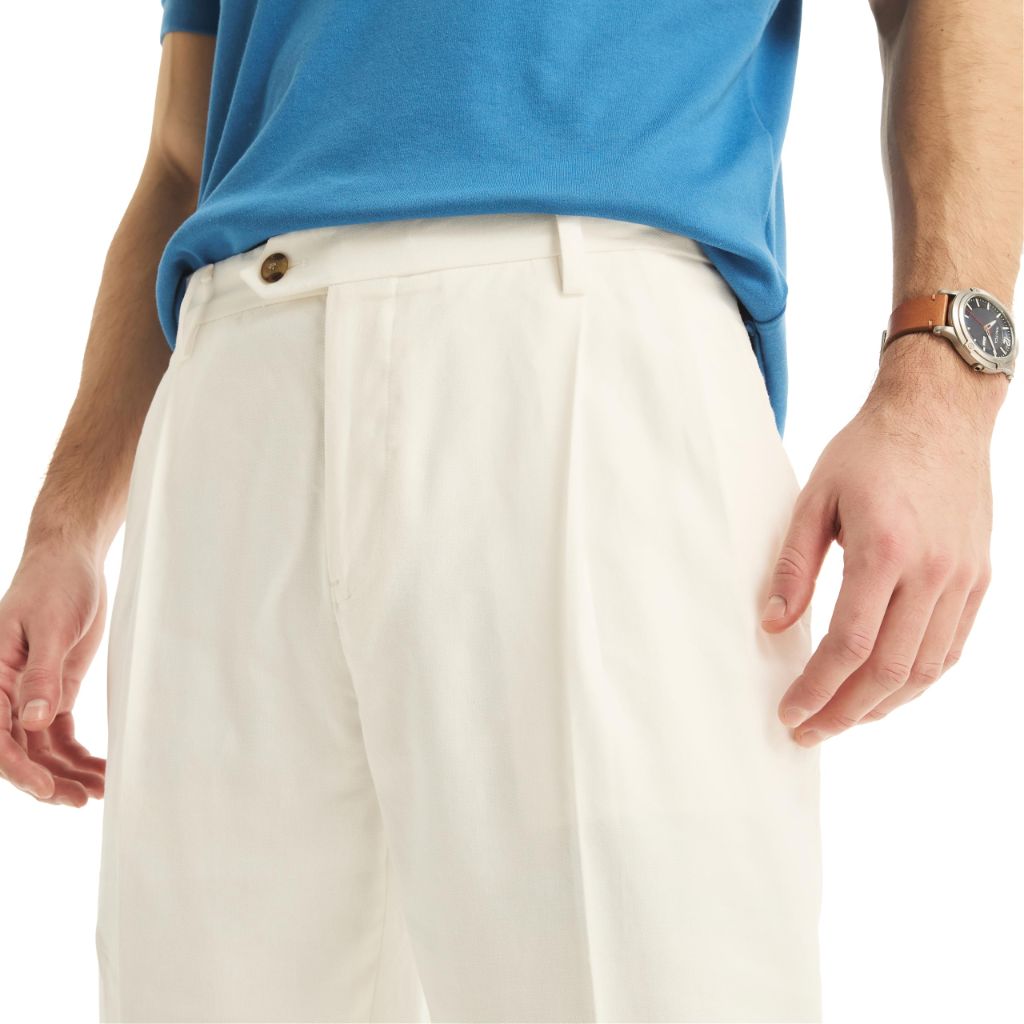 Nautica Miami Vice x Double Pleated Linen Pant, Sail White, 40Wx34L