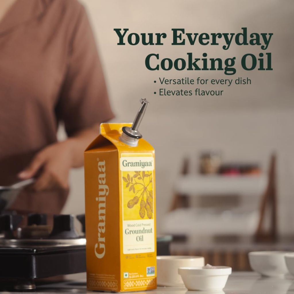 Gramiyaa Cold Pressed Virgin Peanut Oil for Cooking - 33.81 fl. oz.