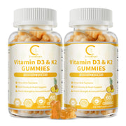 GPGP GreenPeople Vitamin D3 K2 Gummies, Vitamin D3 Sugar Free, 2 Packs (Pineapple flavor)