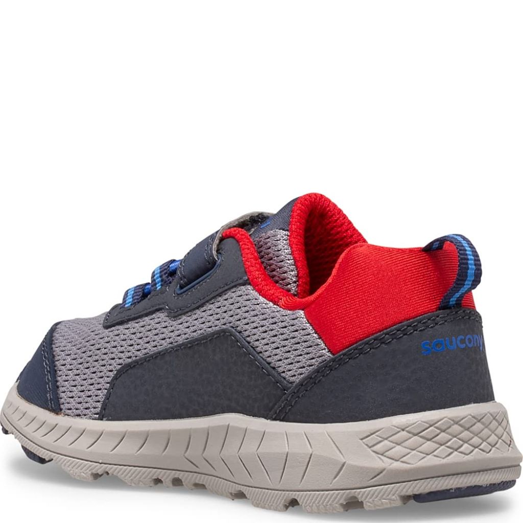 Saucony Toddler's Wind Shield Alternative Closure JR Running Shoe - Navy/Gray/Red, Size 4.5 Toddler