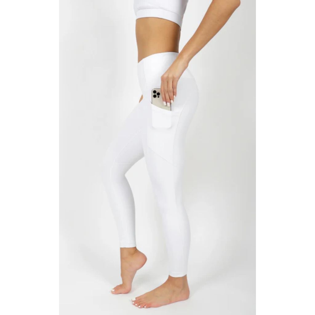 90 Degree by Reflex Squat Proof High Waist Interlink Leggings for Women - White - XL