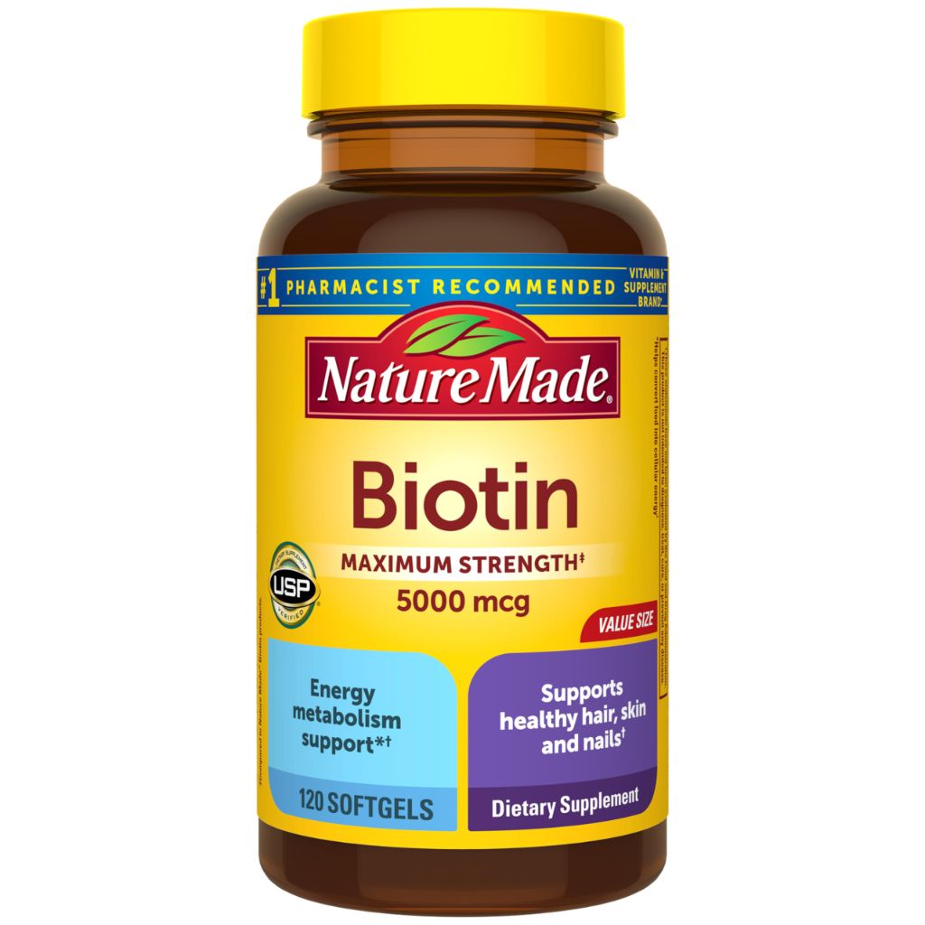 Nature Made Maximum Strength Biotin 5000 mcg Softgels, 120 Count