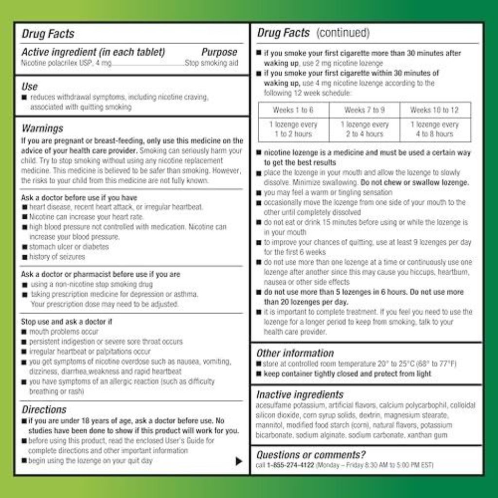 Amazon Basic Care Nicotine Polacrilex Mini Lozenge, 4 Mg (Nicotine), Stop Smoking Aid, Mint Flavor, 216 Count